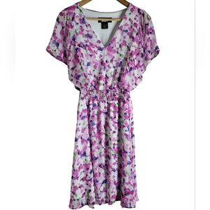 DKNY Floral V-Neck Dress